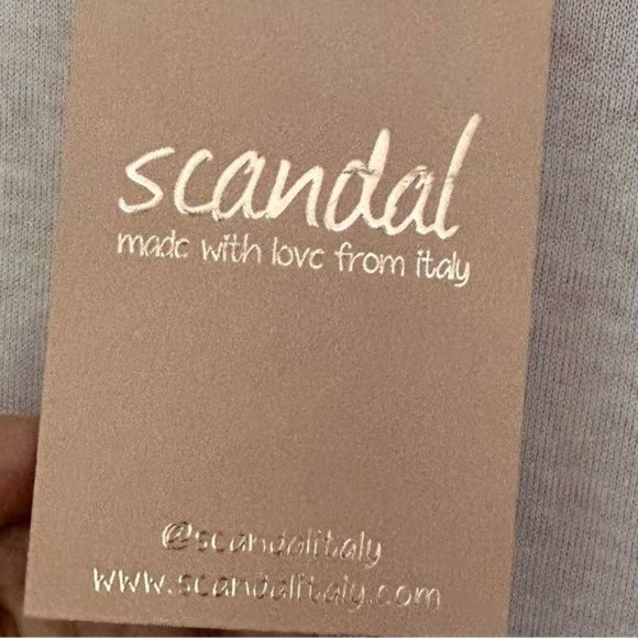 SCANDAL ITALY Semi Sheer Oversized Metallic Trim Knit Top Soft Pink Size S NWT - Picture 9 of 12